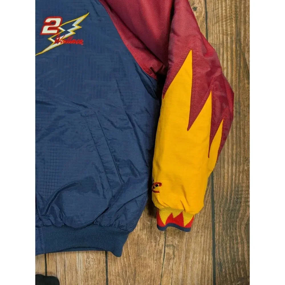Vtg 90s Chase Authentics Rusty Wallace Miller Lite Puffer Jacket Medium Nascar